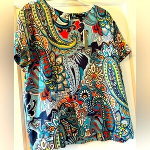 J CREW MOONGLOW print Silk blouse Size XL NWT 100% silk